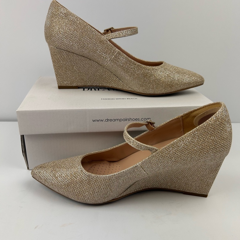 Dream Pairs Glittering Gold Wedges for Women